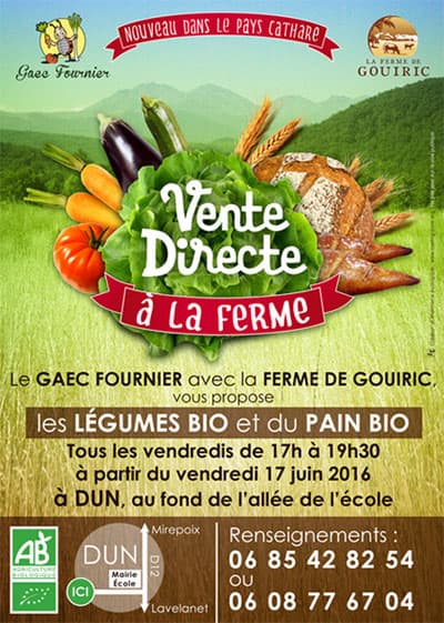 Vente directe legumes et pain Bio Dun