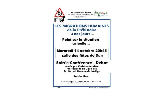 Conférence-Débat : Les Migrations humaines de la Préhistoire à nos jours